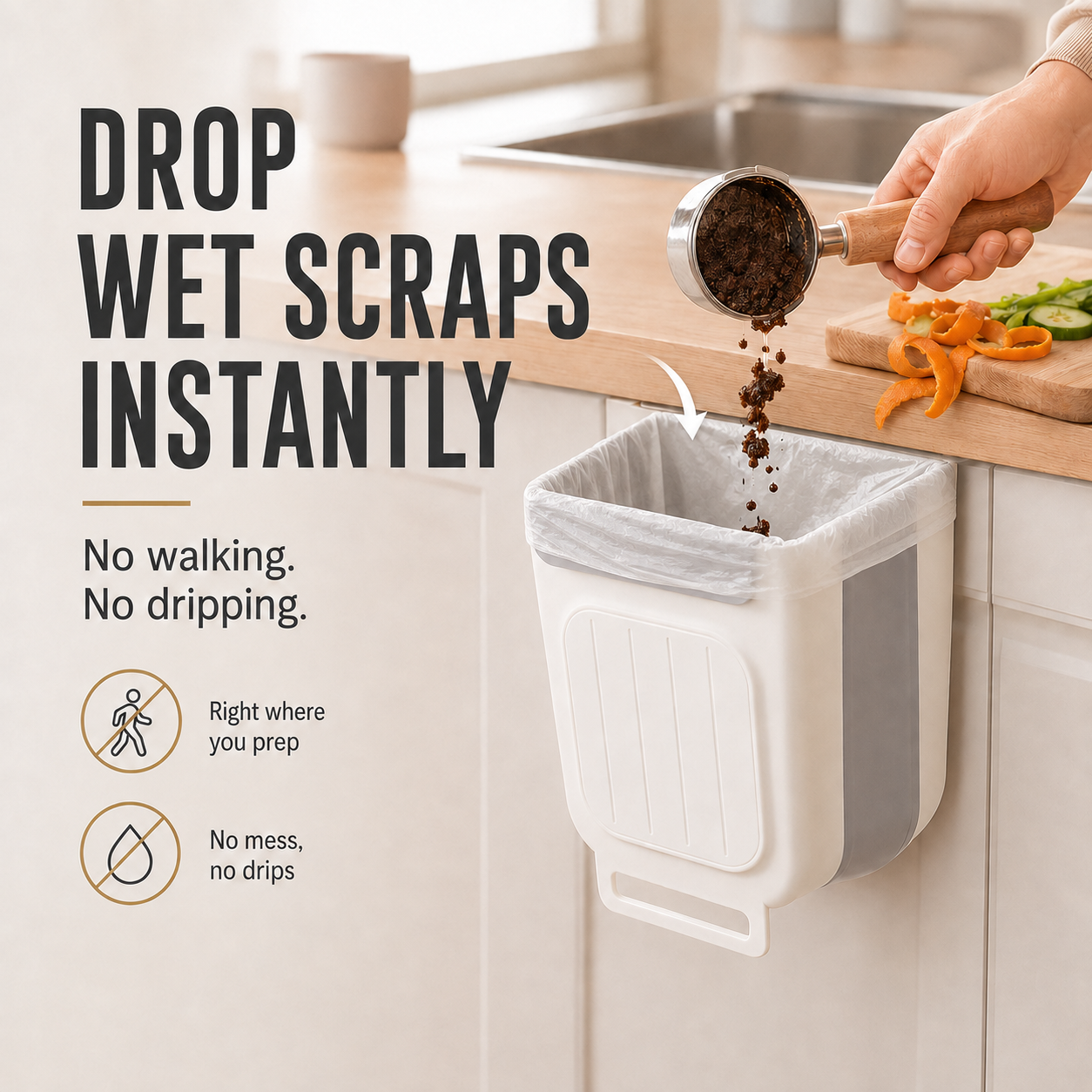 ✨Foldable Hanging Kitchen Trash Bin | Cabinet Door Waste Bin