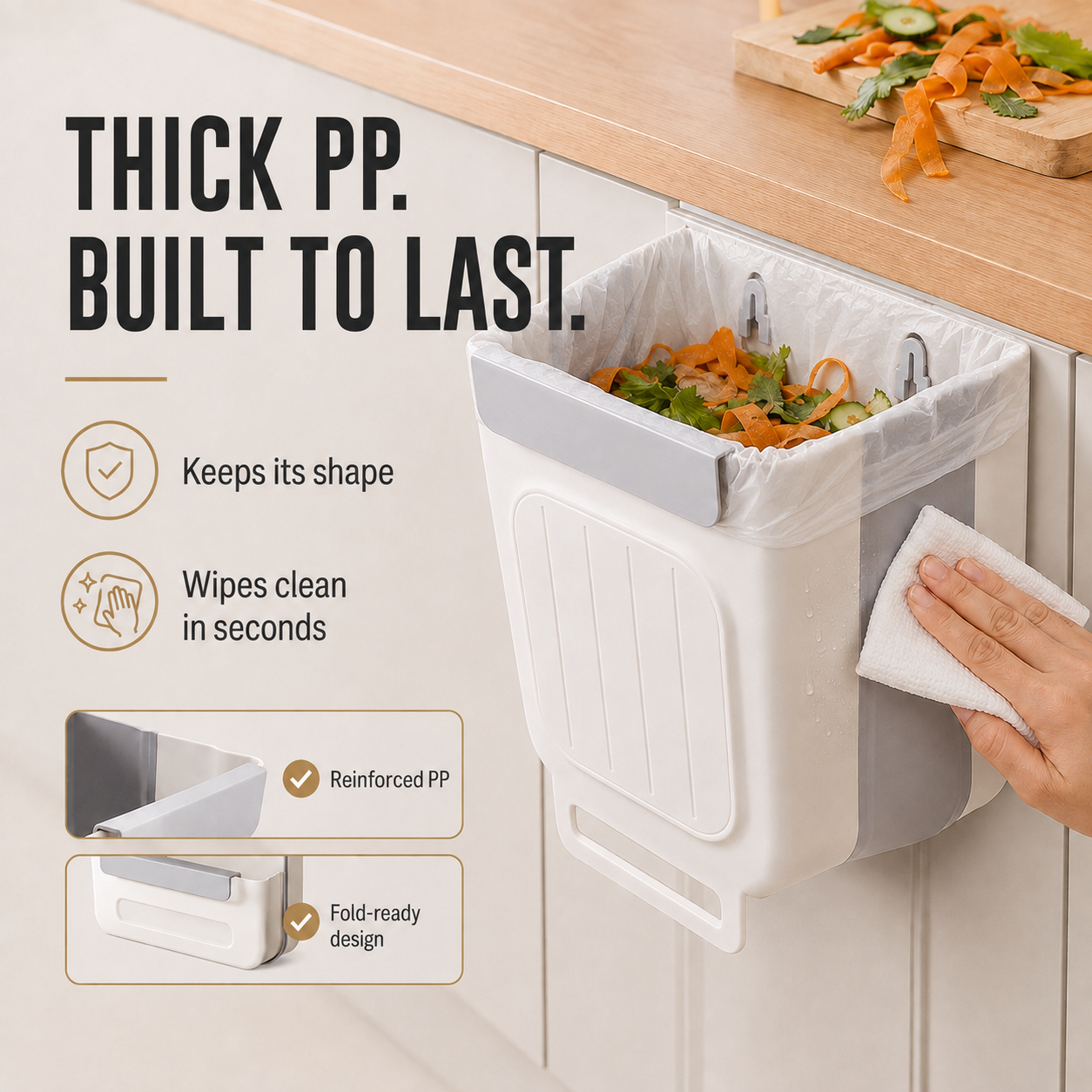 ✨Foldable Hanging Kitchen Trash Bin | Cabinet Door Waste Bin
