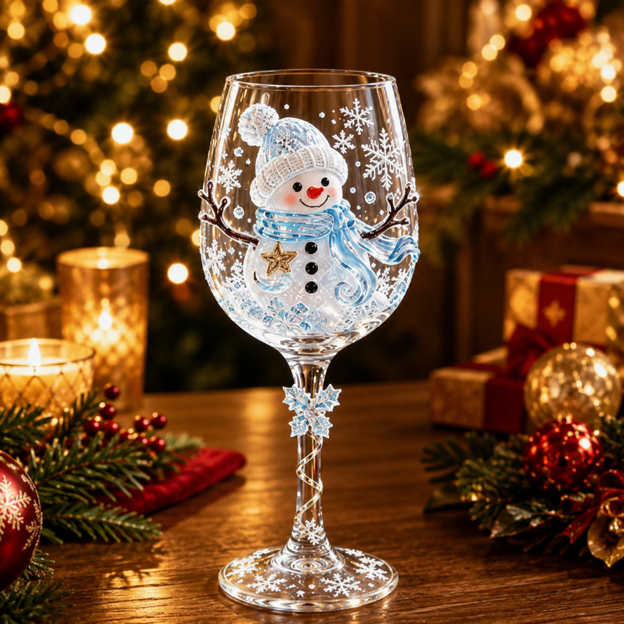 🎨 Deluxe 3D Sculpted Christmas Wine Glass — Luxury Gift Box