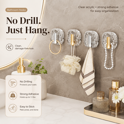 10-Pack Clear Acrylic Adhesive Wall Hooks | No Drill Storage Hooks