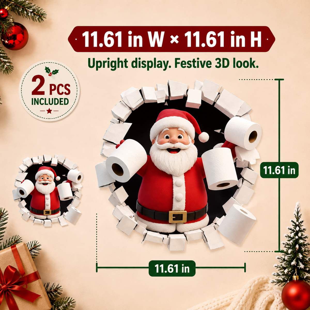 🎅 Bring Christmas Magic Home:  Santa Burst Wall Sticker!