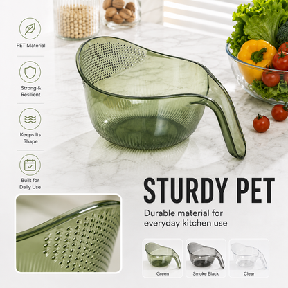 🥬Rice Washer With Handle | Fast Draining Strainer Bowl