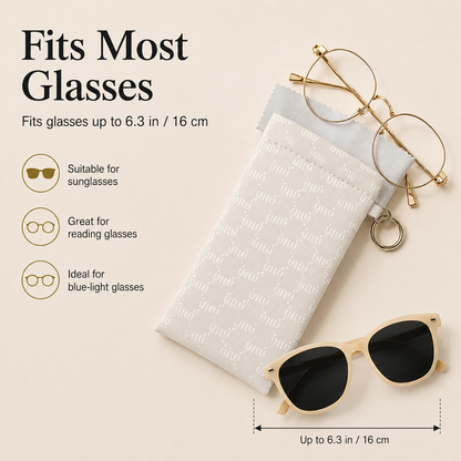 🕶️ Soft PU Leather Eyeglasses Pouch with Cleaning Cloth & Key Ring