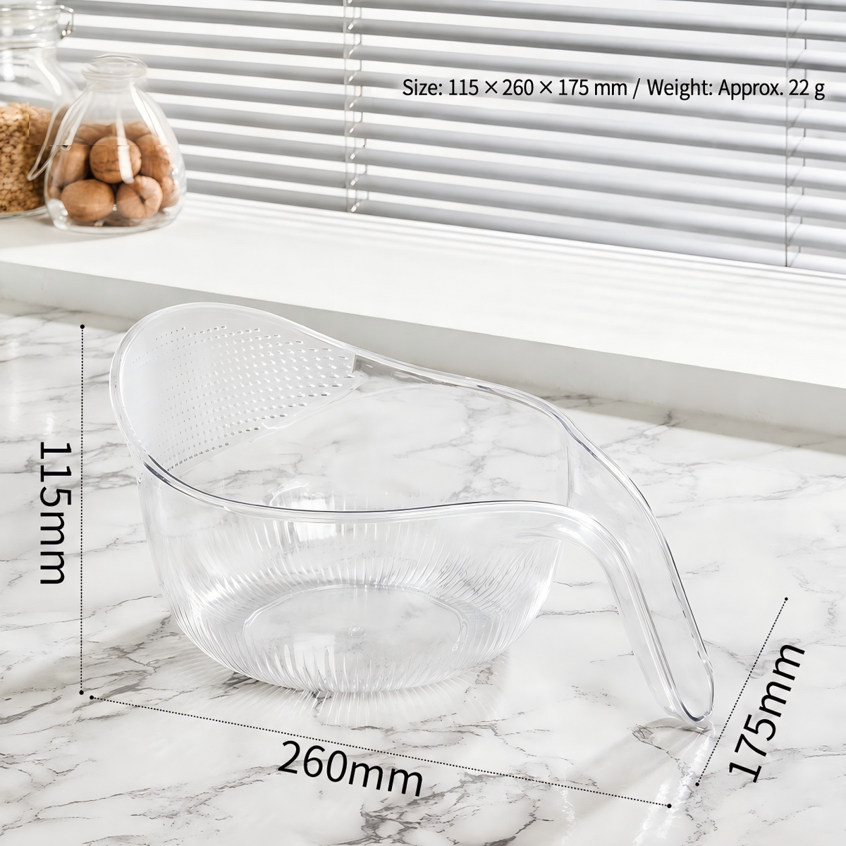 🥬Rice Washer With Handle | Fast Draining Strainer Bowl