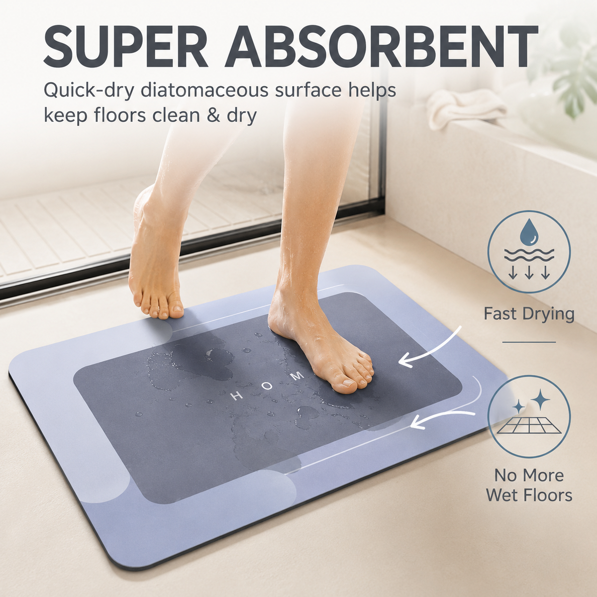 💧Quick-Dry Diatomaceous Earth Bath Mat | Non-Slip