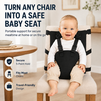 👶Baby Chair Harness Strap –Upgrade 5-Point Safety & Travel-Ready Design