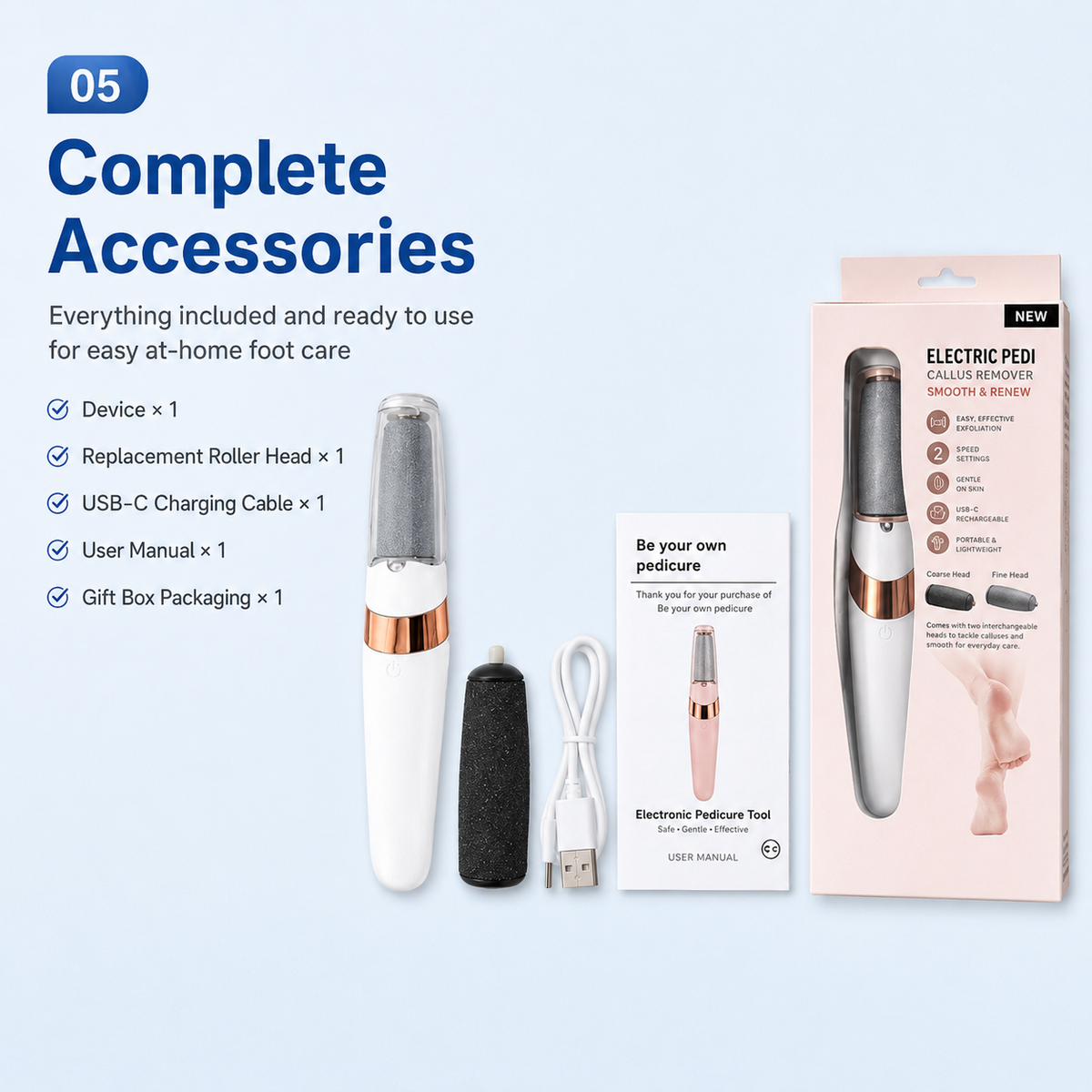 Electric Foot Callus Remover | USB-C Pedicure Tool