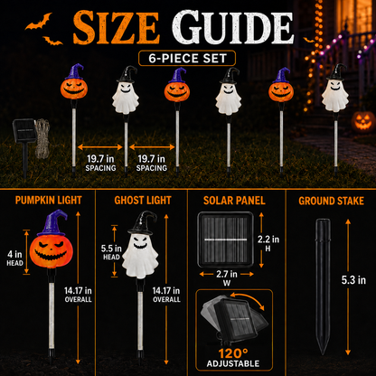 🎃 Solar Halloween Pumpkin & Ghost Pathway Lights (Set of 6)