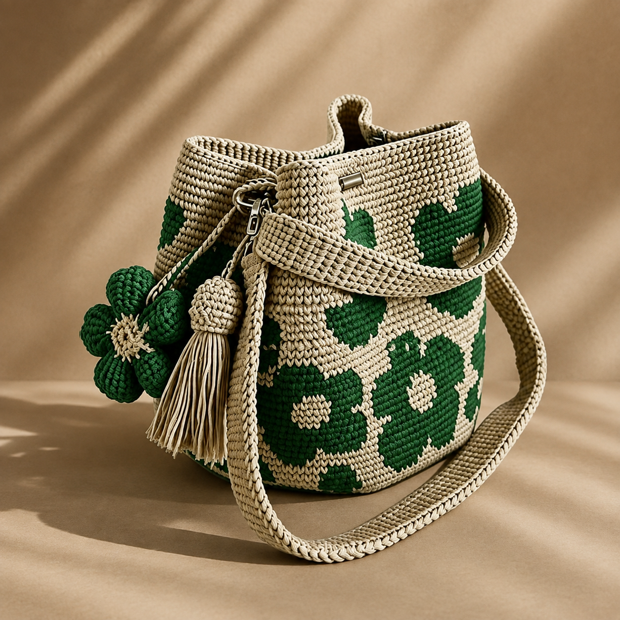 🧵Handwoven Flower Bucket Bag