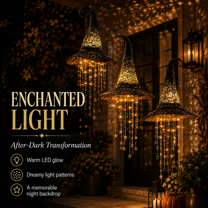 🍂 Lighted Witch Hat Hanging Chime Where Halloween Magic Meets Enchanted Glow