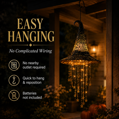 🍂 Lighted Witch Hat Hanging Chime Where Halloween Magic Meets Enchanted Glow