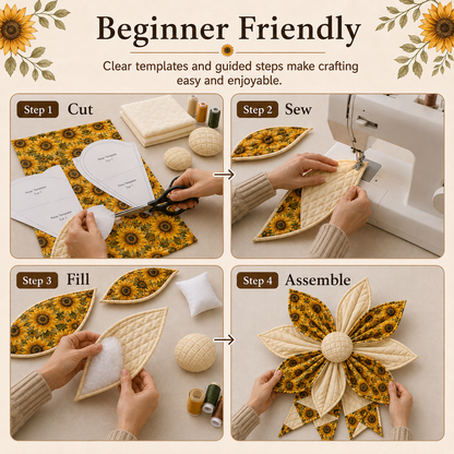 🎀DIY Oversized Quilted Bow Kit – Complete 23–25 Inch Sewing Set🍁✨