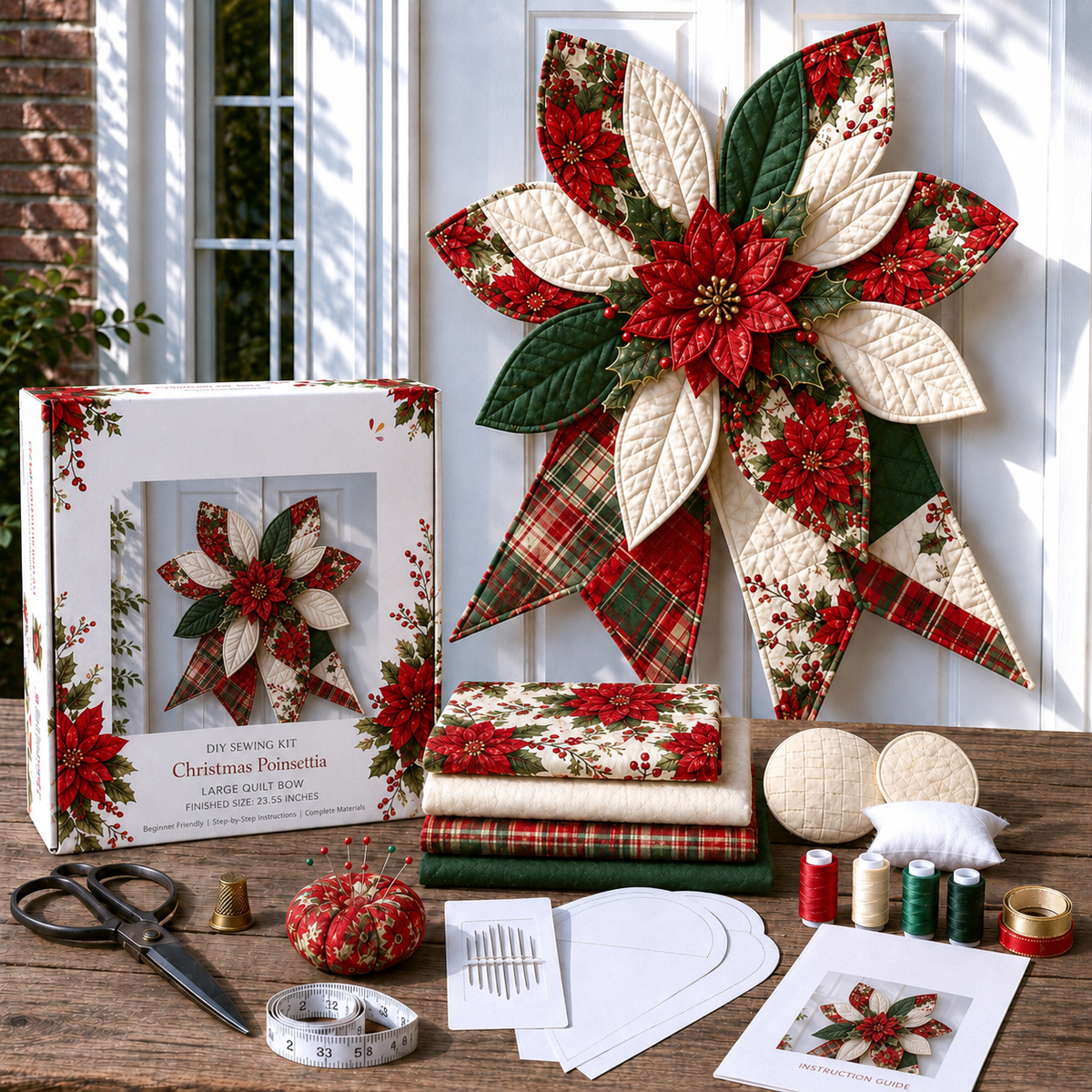🎀DIY Oversized Quilted Bow Kit – Complete 23–25 Inch Sewing Set🍁✨