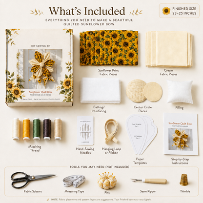 🎀DIY Oversized Quilted Bow Kit – Complete 23–25 Inch Sewing Set🍁✨