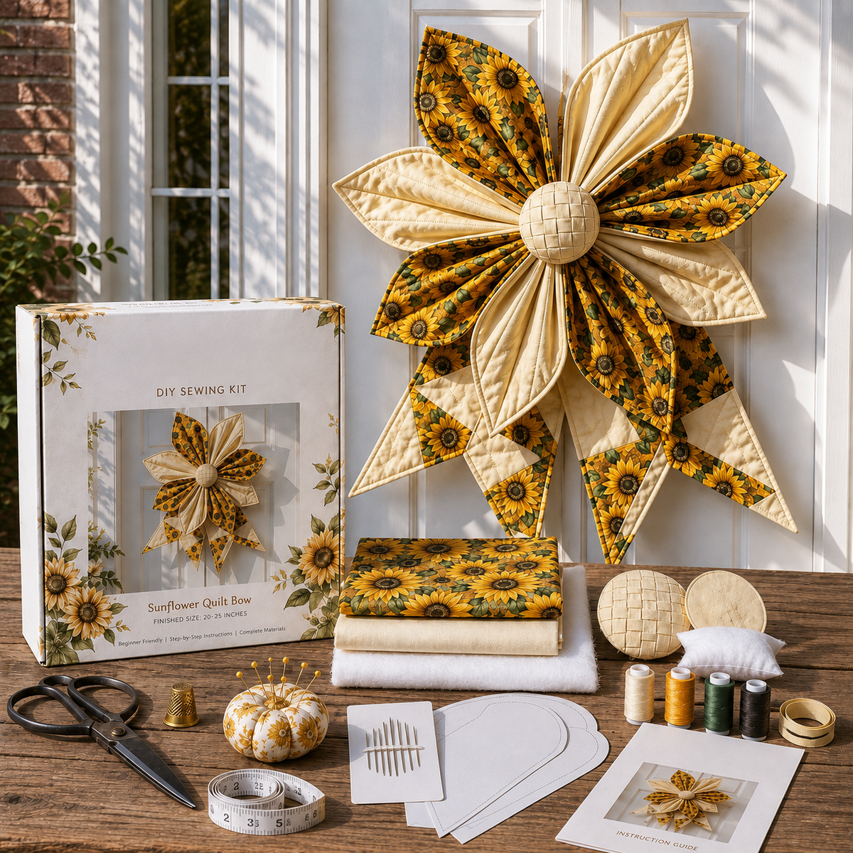 🎀DIY Oversized Quilted Bow Kit – Complete 23–25 Inch Sewing Set🍁✨
