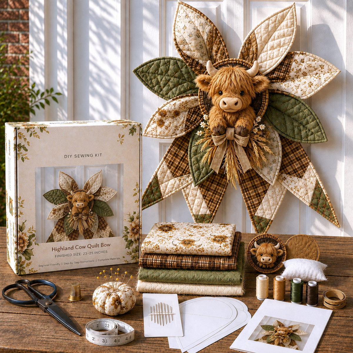 🎀DIY Oversized Quilted Bow Kit – Complete 23–25 Inch Sewing Set🍁✨