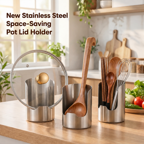 New Stainless Steel Space-Saving Pot Lid Holder