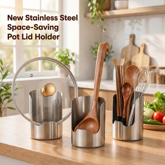 New Stainless Steel Space-Saving Pot Lid Holder