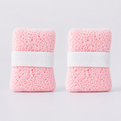 2-Pack Quick-Foaming Soap Pocket Bath Sponges with Easy-Grip Hand Straps