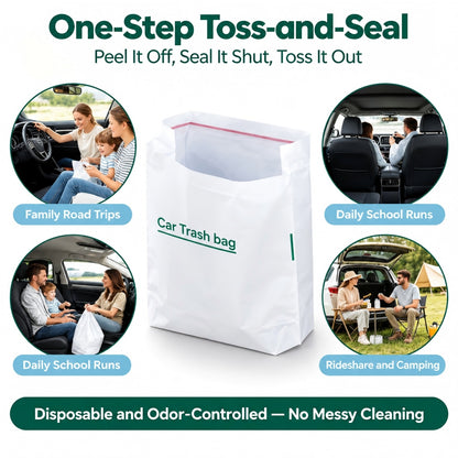 🗑️ 20-Pack Self-Adhesive Car Trash Bags – Waterproof Disposable Cleaning Bags