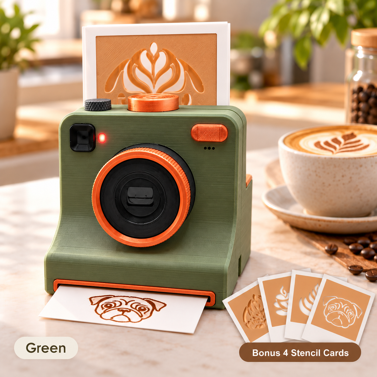 ☕📸 Camera-Shaped Latte Art Stencil Press ✨ Make Café-Style Coffee Art at Home in Seconds