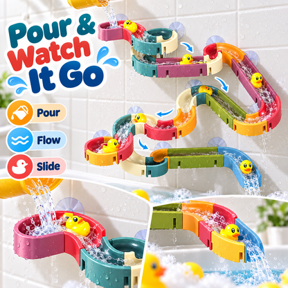 🦆💦 48-Piece DIY Duck Slide Bath Toy 🌈 Build Splash & Turn Bath Time Into Play Time 🛁✨
