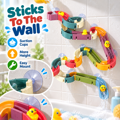 🦆💦 48-Piece DIY Duck Slide Bath Toy 🌈 Build Splash & Turn Bath Time Into Play Time 🛁✨