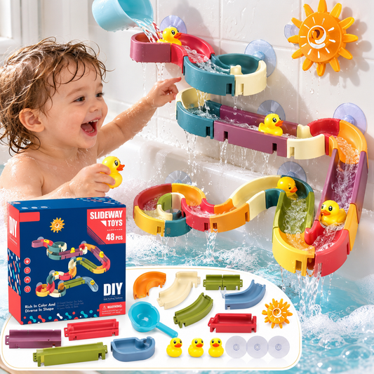 🦆💦 48-Piece DIY Duck Slide Bath Toy 🌈 Build Splash & Turn Bath Time Into Play Time 🛁✨