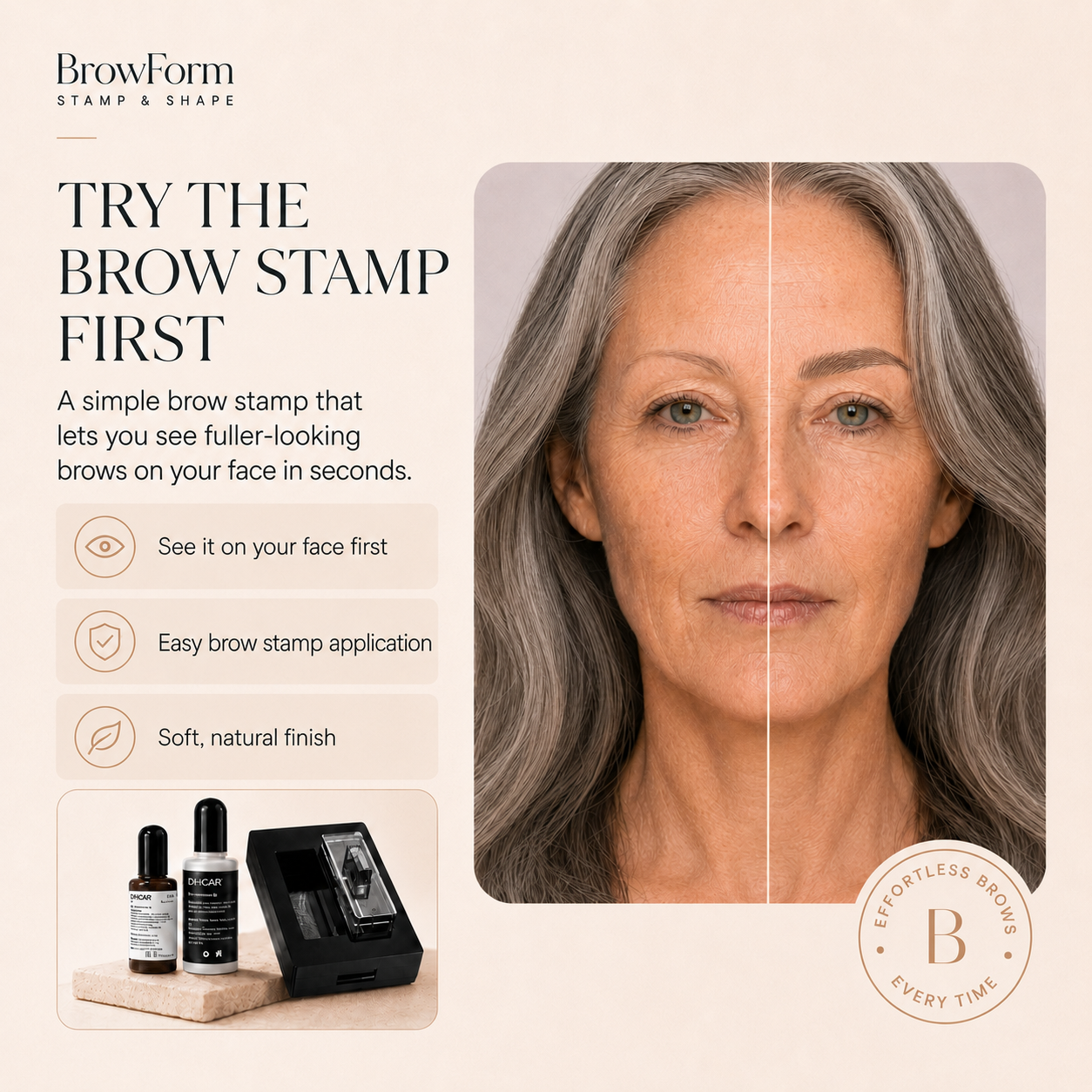 ✨ Reusable Hair-Stroke Eyebrow Stamp – Natural Waterproof Brows in Seconds