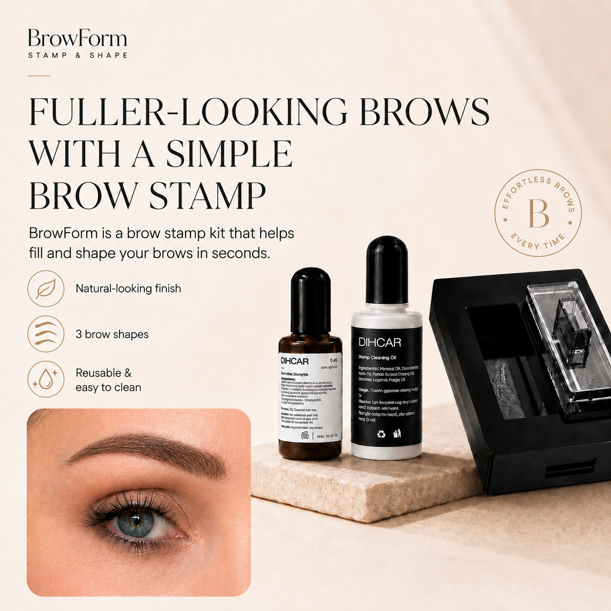 ✨ Reusable Hair-Stroke Eyebrow Stamp – Natural Waterproof Brows in Seconds