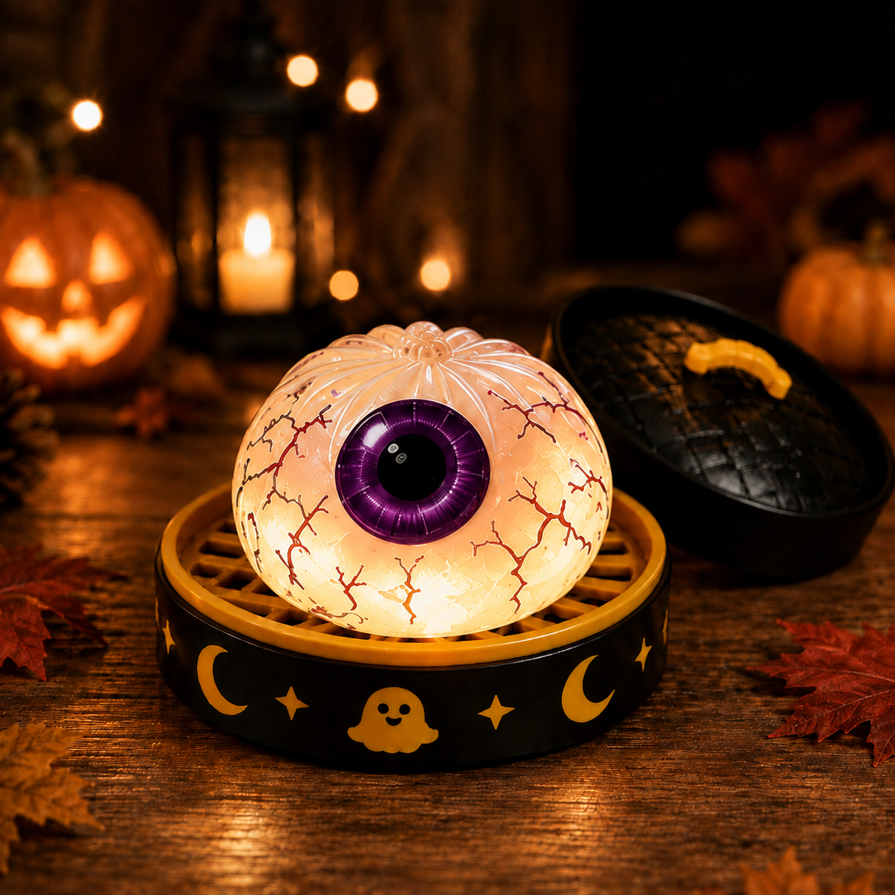 🎃 Spooky Cute Light-Up Steamer Bun Squeeze Toy