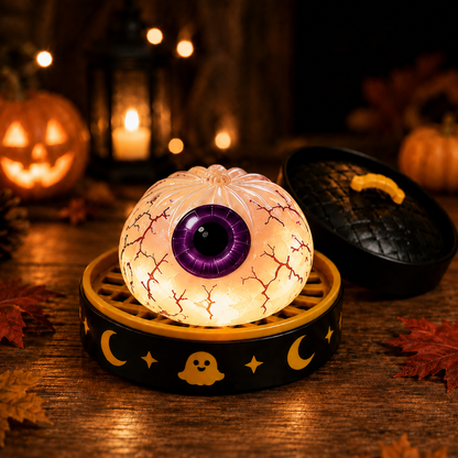 🎃 Spooky Cute Light-Up Steamer Bun Squeeze Toy