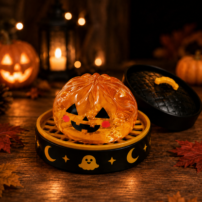 🎃 Spooky Cute Light-Up Steamer Bun Squeeze Toy
