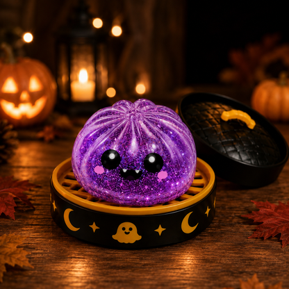 🎃 Spooky Cute Light-Up Steamer Bun Squeeze Toy
