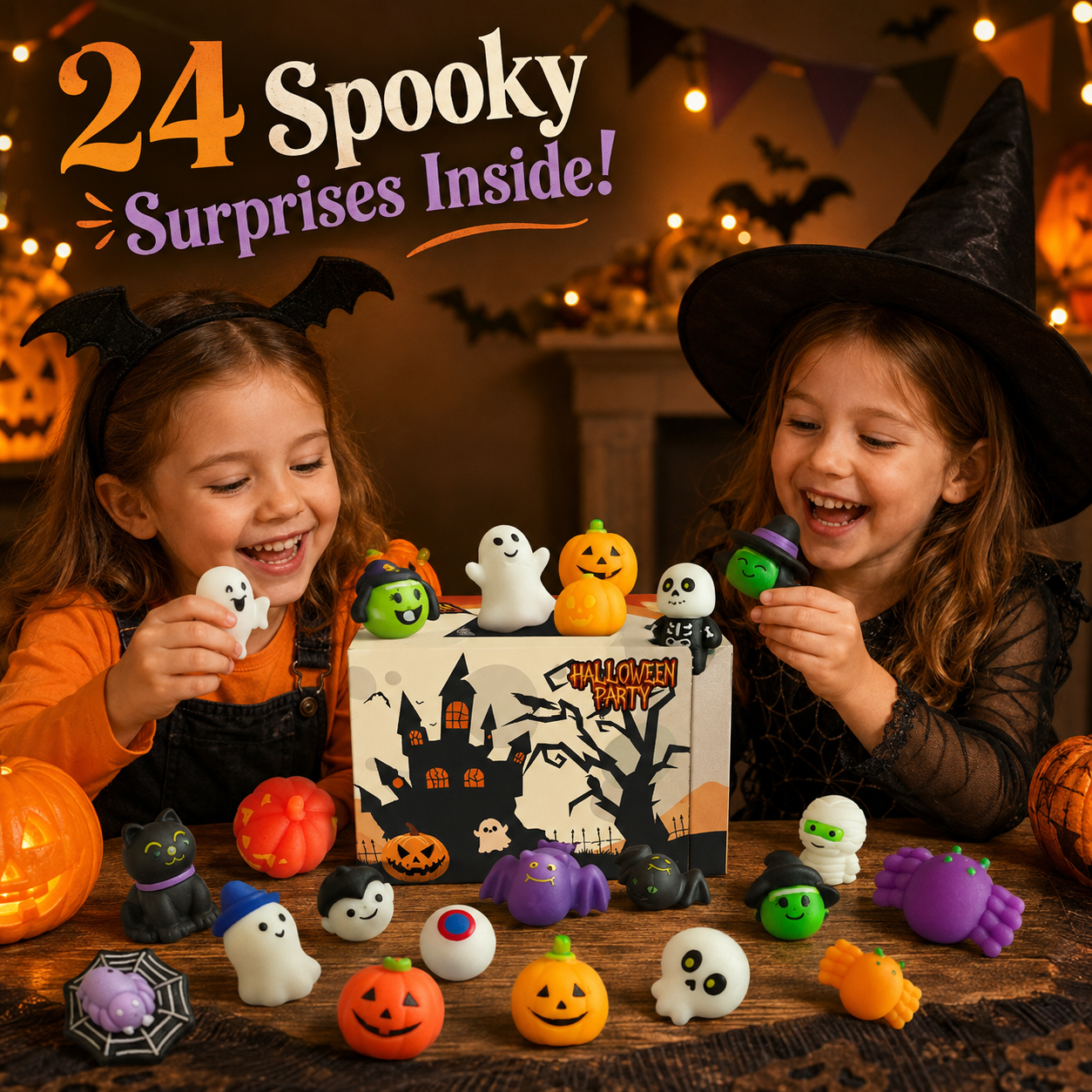 🎃 Halloween Mystery Box - 24 Pcs Spooky Squishy Toys Set 👻