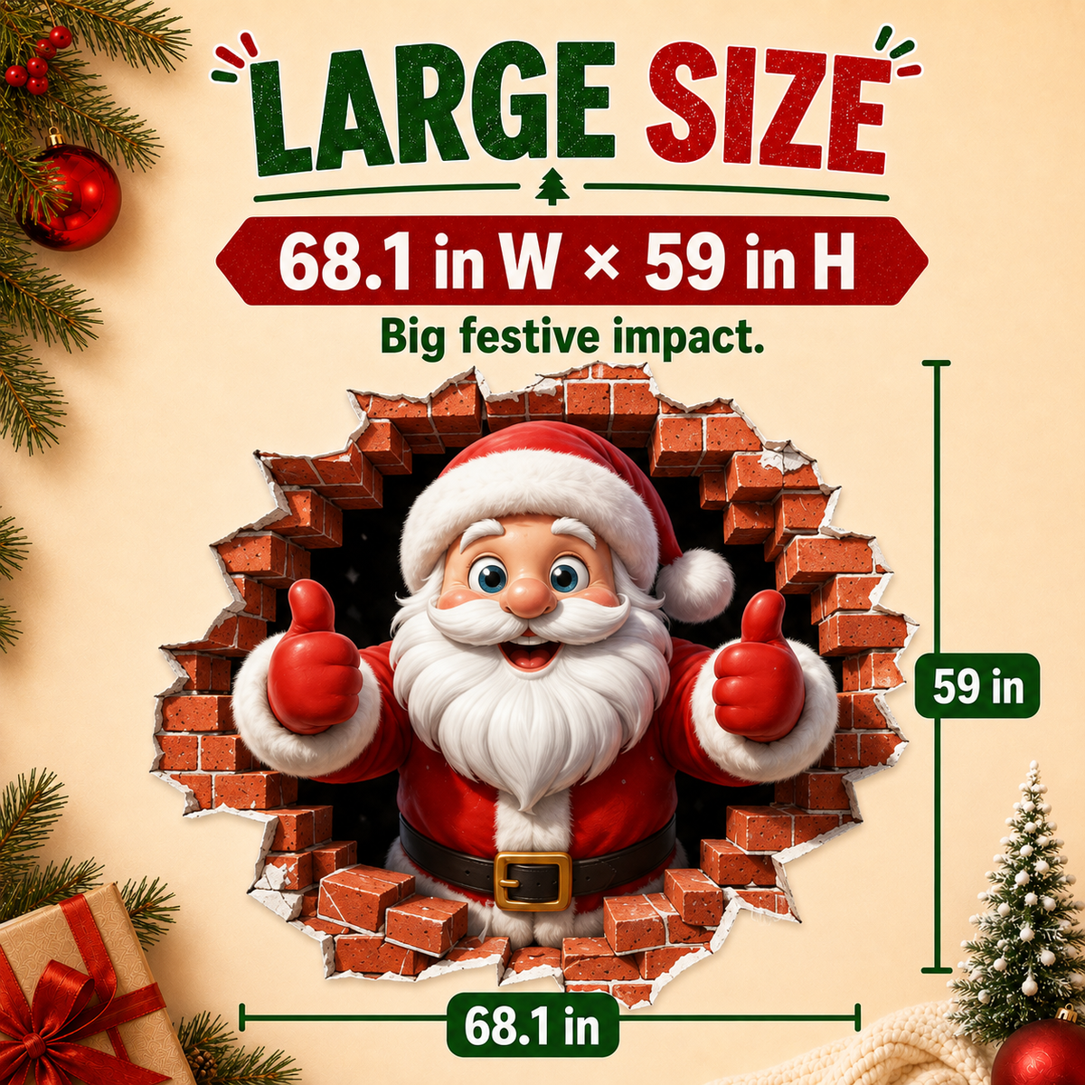 🎅 Bring Christmas Magic Home:  Santa Burst Wall Sticker!