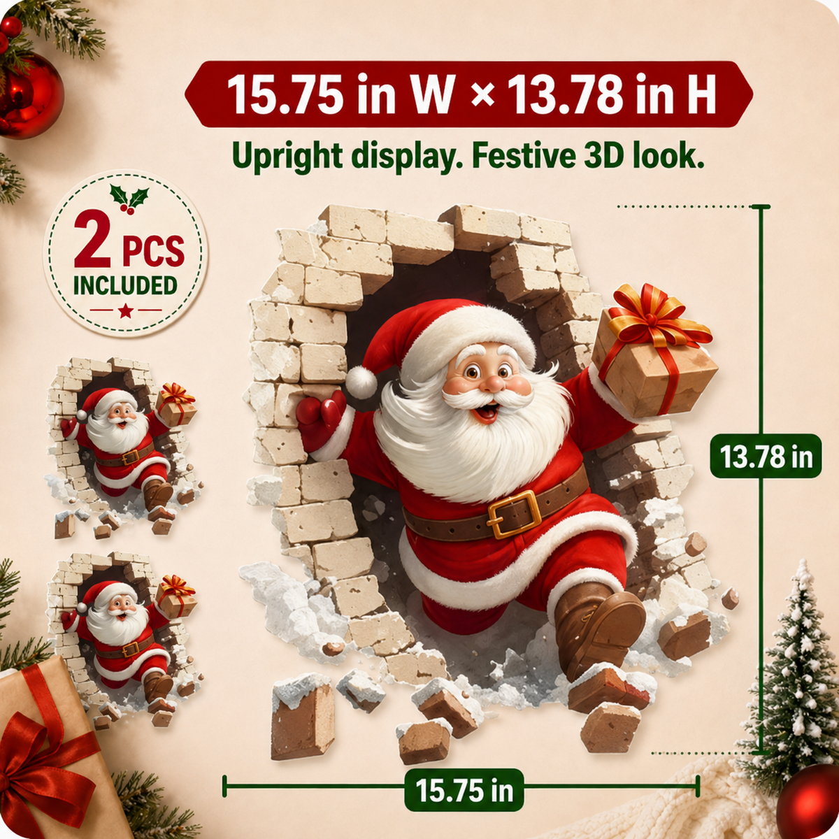 🎅 Bring Christmas Magic Home:  Santa Burst Wall Sticker!