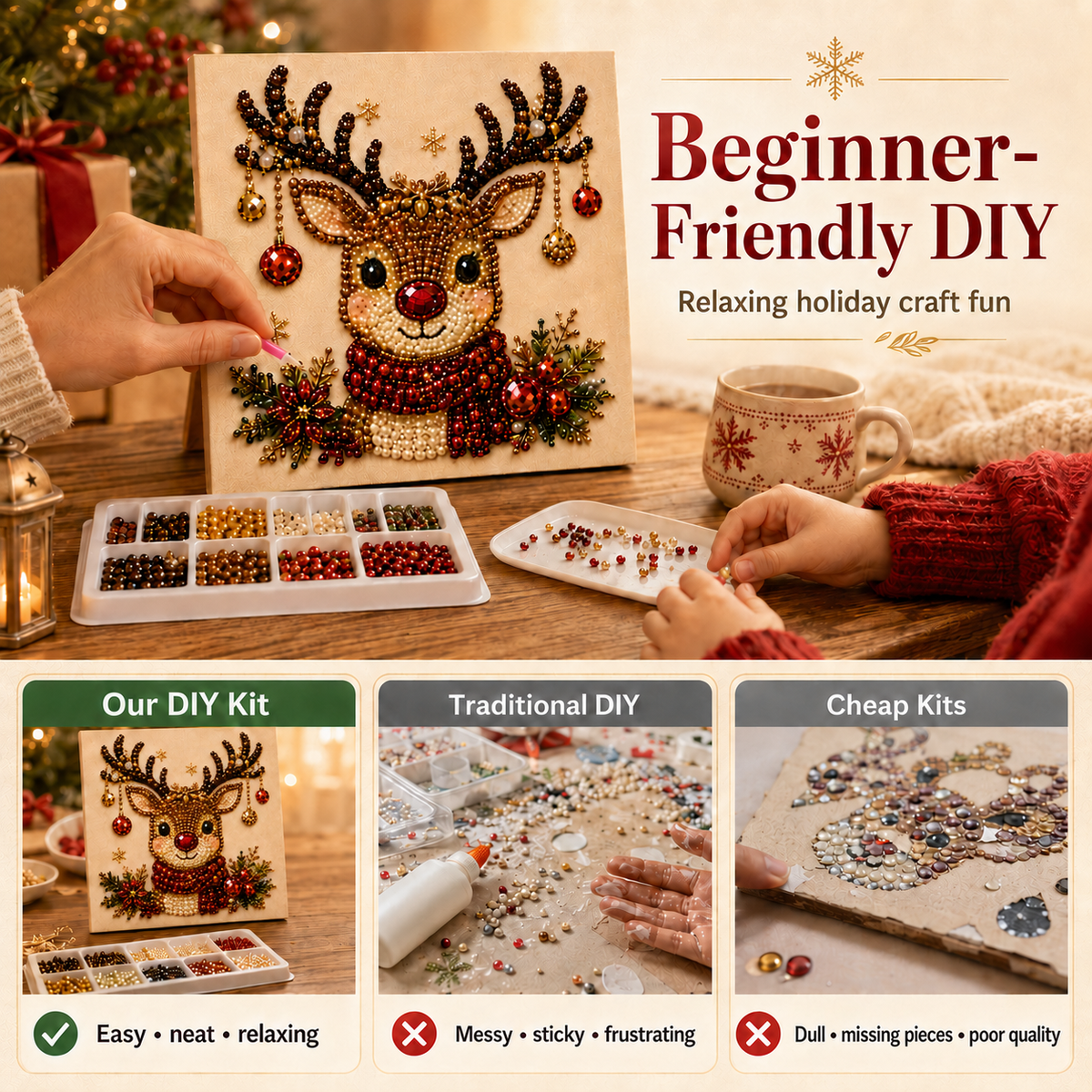 DIY Christmas Reindeer Framed Pearl Painting Kit🎁