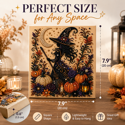 🎃 Mystical Witch & Pumpkin 5D Diamond Painting Kit