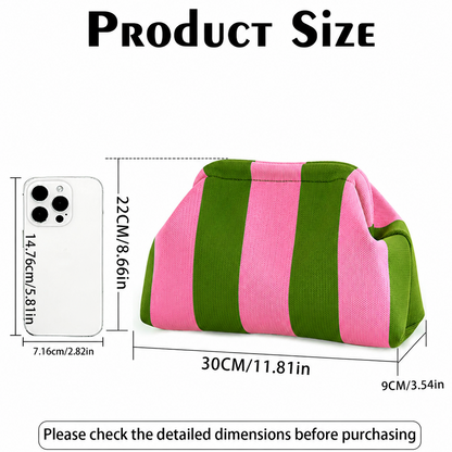 👜 Women’s Striped Crochet Clutch Bag – Lightweight Ruched Woven Makeup Pouch for Travel, Parties & Everyday Style ✨