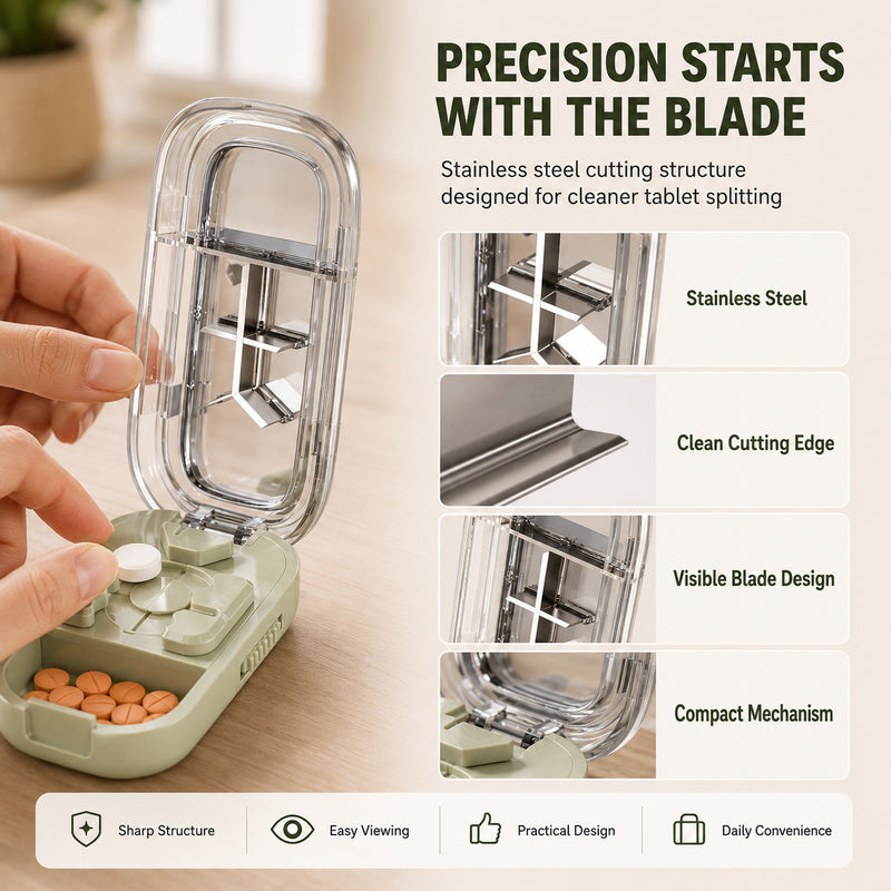 Precision Pill Cutter with Storage Case for Small and Tiny Pills