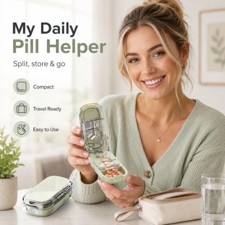 Precision Pill Cutter with Storage Case for Small and Tiny Pills