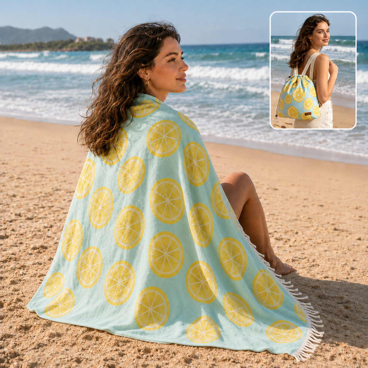 🏖️2-in-1 Convertible Towel & Backpack with Inner Zip Pocket & Sand-Repelling Fabric