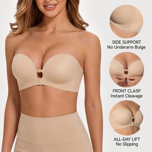 Front-Closure Strapless Push-Up Bra