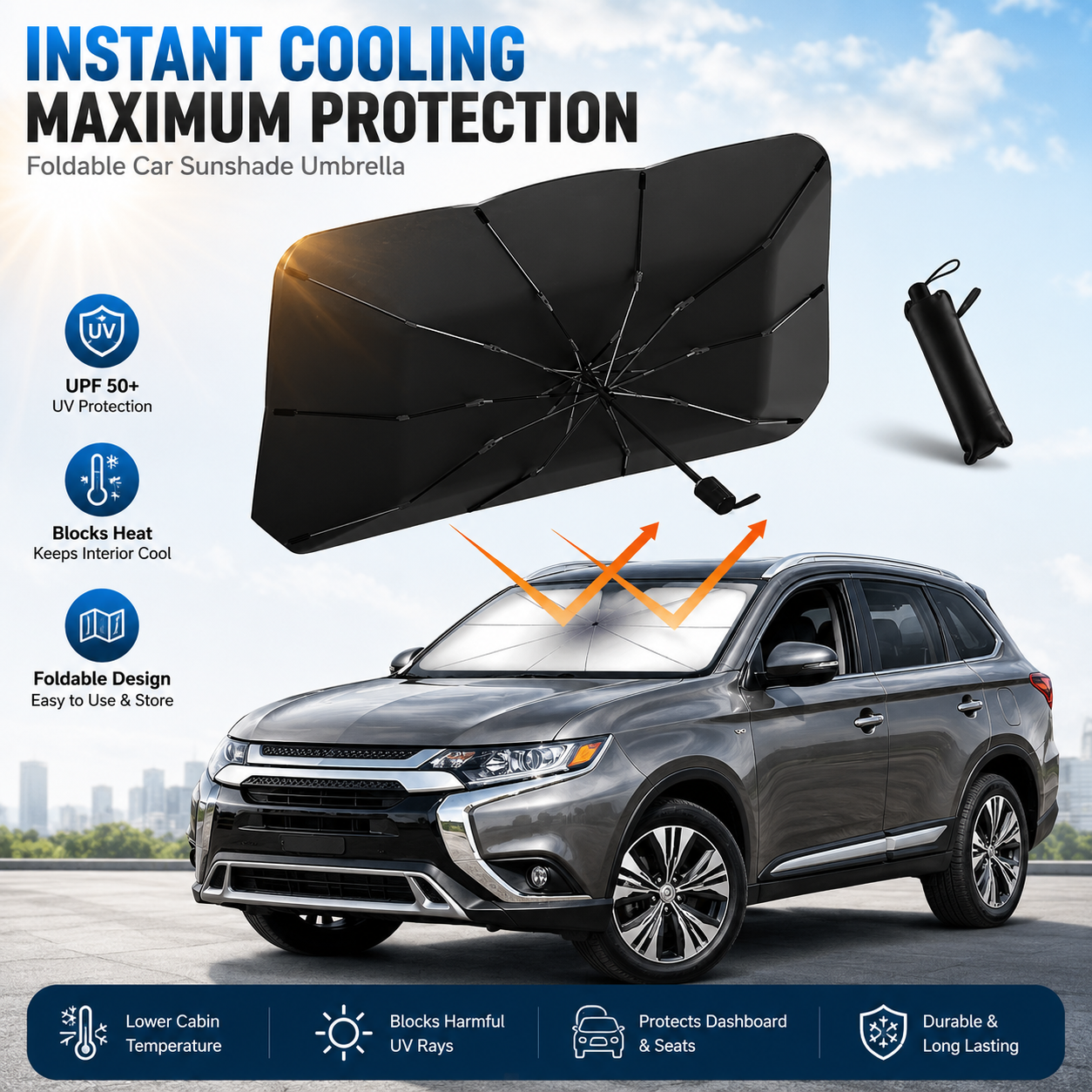 🚗 Foldable Windshield Sun Shade Umbrella