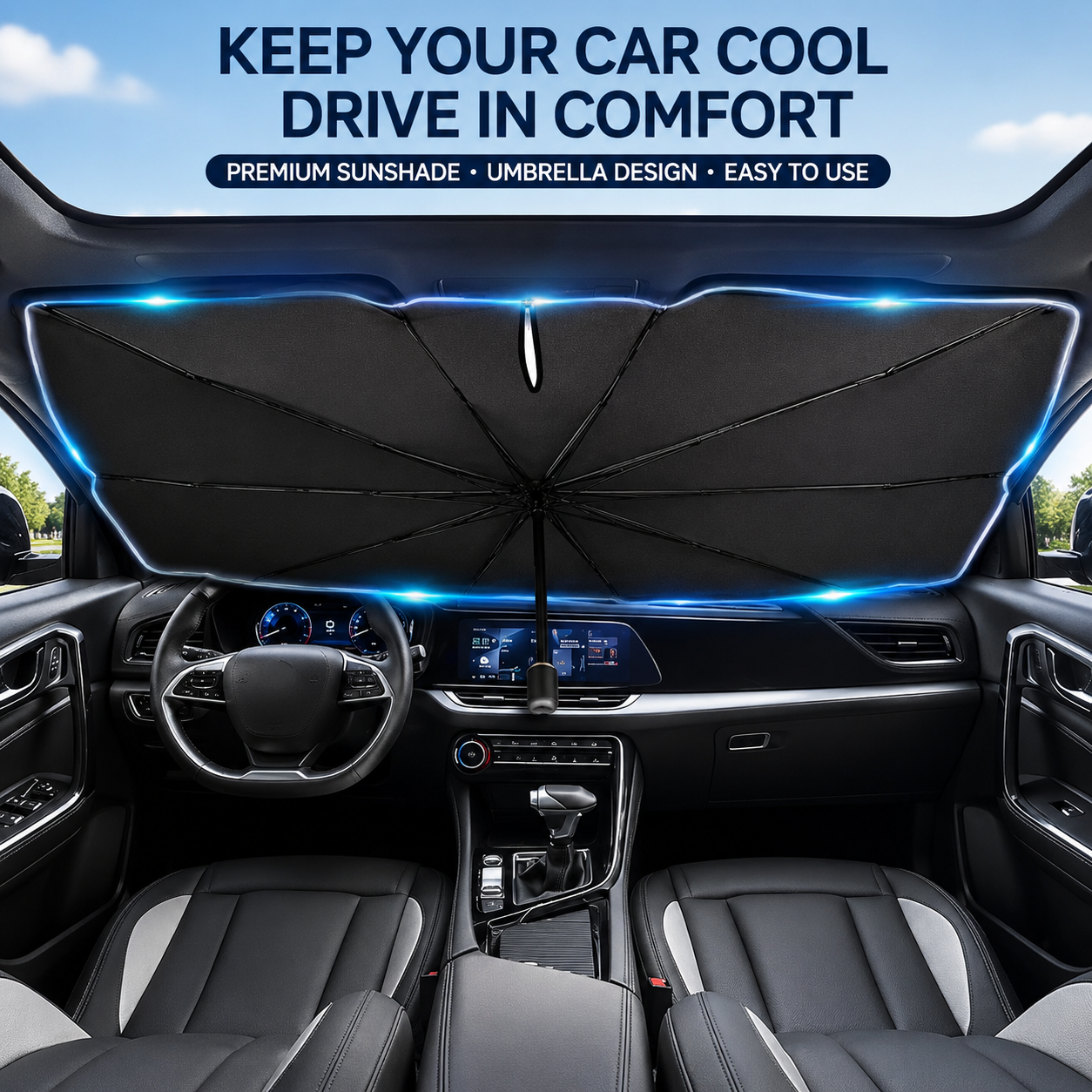 🚗 Foldable Windshield Sun Shade Umbrella