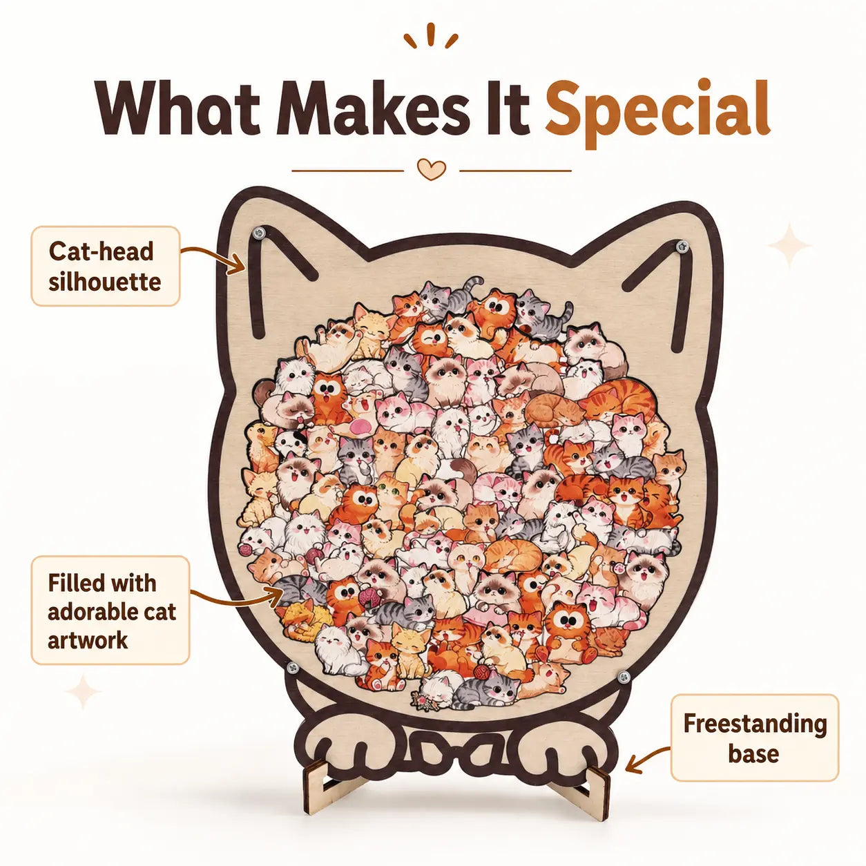 Colorful Wooden Cat Puzzle