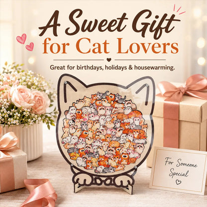 Colorful Wooden Cat Puzzle