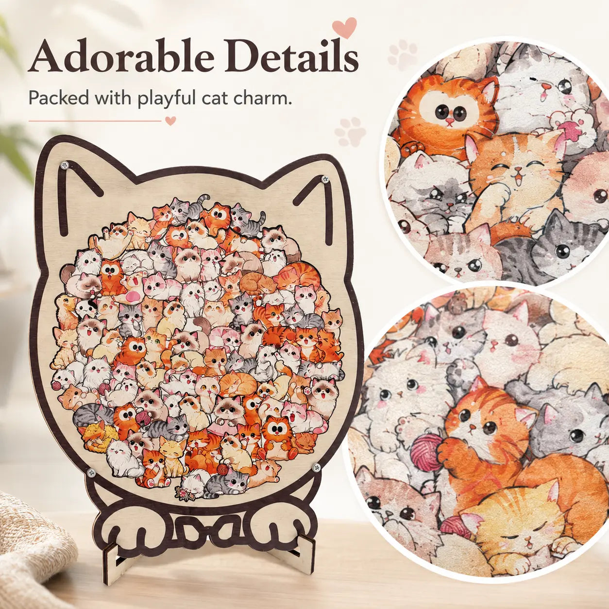 Colorful Wooden Cat Puzzle