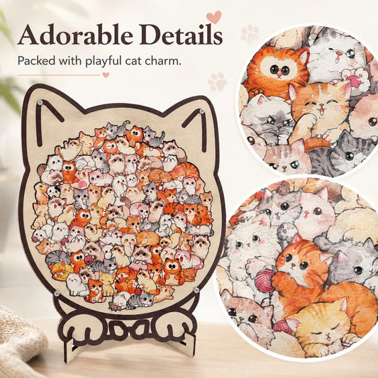 Colorful Wooden Cat Puzzle